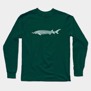 European Sea Sturgeon hand drawn fish design Long Sleeve T-Shirt